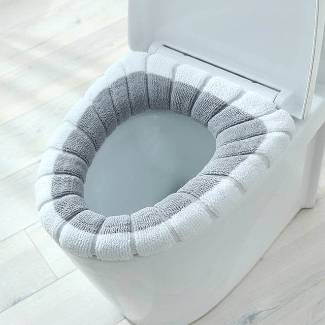 Winter Toilet Seat Cushion,Thickened Knitted Toilet Cover,Washable Toilet Seat Pad,Soft Toilet Seat Warmer,Elastic Toilet Seat Cover,Cold Weather Toilet Mat,Comfortable Toilet Accessory