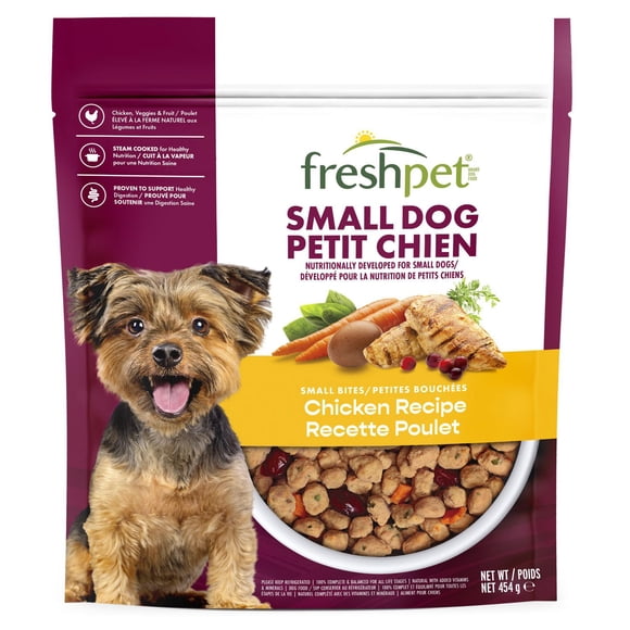 Freshpet Fresh Dog Food, Small Dog Chicken Recipe, Small Bites Freshly Roasted Meals 1 lb