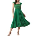 thumbnail image 2 of INSPIRE CHIC Women's Sundress Square Neck Ruffle Tiered Boho Midi Dress L Green, 2 of 6