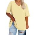 thumbnail image 1 of FAIWAD Womens Tops Summer Plus Size Casual V Neck Short Sleeve Drop Shoulder T-Shirt Loose Comfy Basic Tunic Tops, 1 of 3