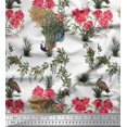 thumbnail image 1 of Soimoi Georgette Viscose Fabric Leaves,Floral & Peacock Bird Decor Fabric Printed Yard 42 Inch Wide, 1 of 2