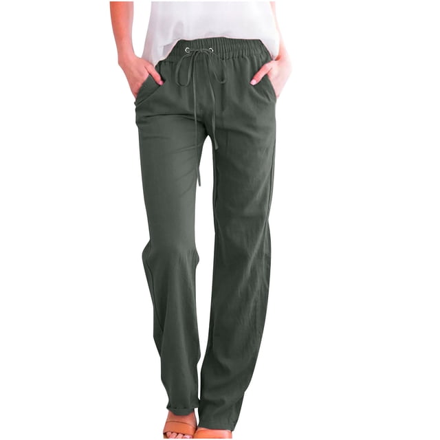 Pantalons Larges pour Femmes Mode Pantalons Décontractés Unis Élastiques Amples Pantalons Droits Larges Pantalons Larges pour Femmes Pantalons Droits pour Femmes