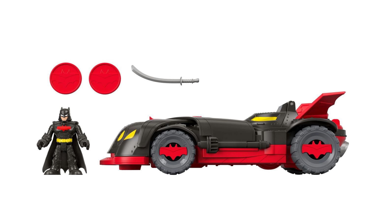 Imaginext DC Super Friends Ninja Armor Batmobile Batman Toy Car with Figure & 3 Accessories