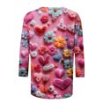 thumbnail image 4 of Qertyioot Chemise Ample à Manches 3/4 pour Femmes T-shirts Imprimés de la Saint-Valentin pour Femmes Blouse Col Rond Hauts Décontractés, 4 of 5