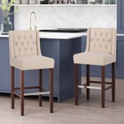 MODERNLUXE 30" H Bar Stools Set of 2,Mid Century Bar Chairs with Footrest and Metal Legs,Beige