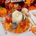 thumbnail image 2 of SLYNSHome Halloween Fall Candle Rings Mini Wreaths Maple Leaf Pumpkin Candle Holder for Thanksgiving Halloween Table Fall Decor Centerpieces, 2 of 7