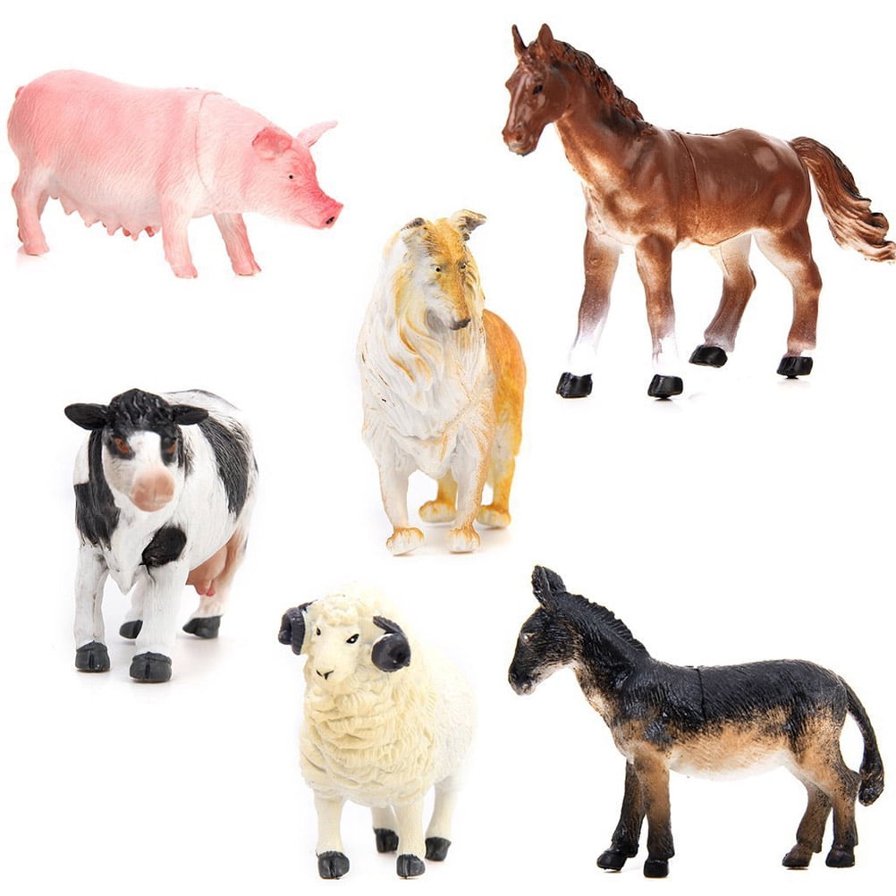 6pcs Model Farm Animal Figures Toy Pig Dog Cow Sheep Horse Donkey