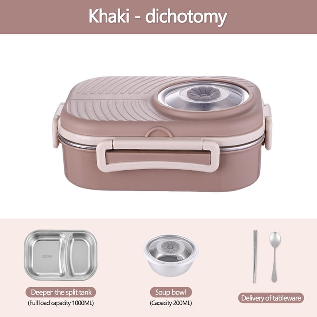 EQWLJWE Boîte à Lunch Bento, Contenants de Boîte à Lunch pour Enfants avec Compartiments, Boîte à Lunch en Acier Inoxydable, Boîte à Lunch Scellée avec Bol à Soupe Vaisselle pour Étudiants Compartiment Boîte à Lunch Isolée