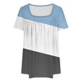 thumbnail image 4 of Admvng Womens Short Sleeve Tops Printed Oversized Neck Pleated Short Sleeved Loose Top L-5XL, 4 of 4