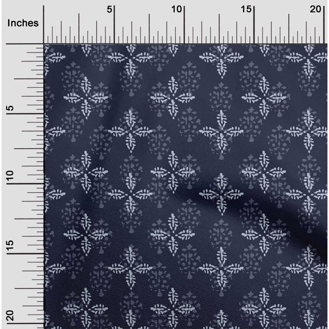 oneOone Tissu Cambric en Coton, Tissu de Couture à Imprimé Floral en Blocs, BTY, 56 Pouces de Large