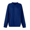 thumbnail image 5 of WEAIXIMIUNG Sweatshirt Women Plus Size Solid Color V Neck Long Sleeved Hoodless Sweatshirt for Women, 5 of 5