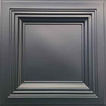 Drop in Coffered Ceiling tile #274 in Black Matte, pack of 10 (will cover ~ 40 sq.ft) Easy to install into a standard 2'x2' grid system