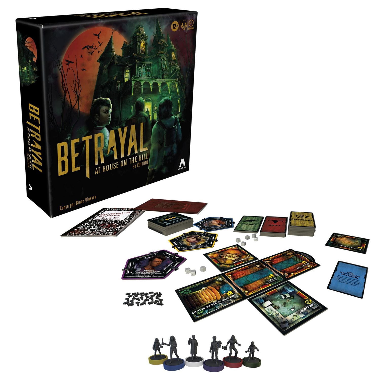 Avalon Hill Betrayal at the House on the Hill, jeu de plateau coopératif 3e édition, 50 scénarios effrayants, de 3 à 6 joueurs, dès 12 ans