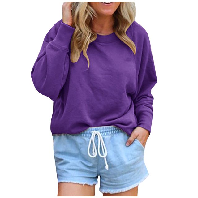 Birdeem Mode Femmes Décontracté Uni Manches Longues Chandail Chandail en Molleton Blouse Tops