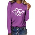 thumbnail image 1 of Pisexur Hauts pour Femmes Mode d'Automne T-Shirt à Imprimé Graphique Cœur Col Rond Manches Longues Chemises pour Femmes Chic Décontracté Hauts de Sortie Confort Polyvalent Blouses Légères, 1 of 5
