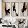 thumbnail image 1 of Designart "Minimalism in Gold I" Abstract Framed Wall Art Set Of 3 - Black Modern Frame Canvas Set For Living Room Decor, 1 of 6