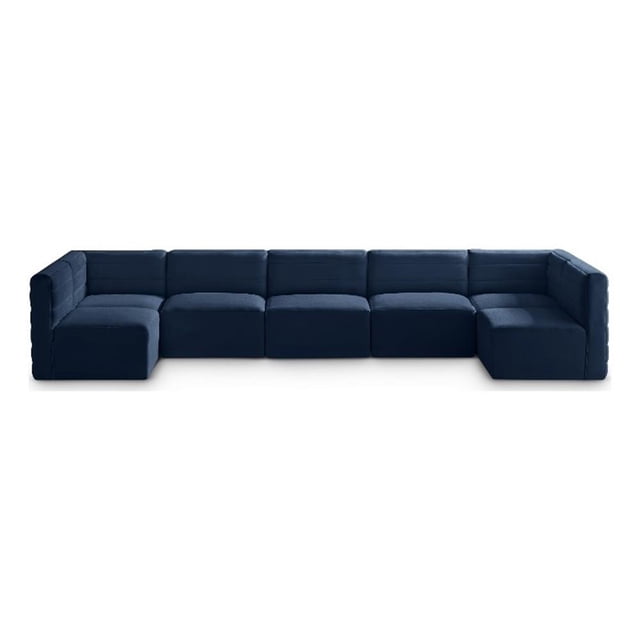 Meridian Furniture Quincy Sectionnel Modulaire en Velours Bleu Marine