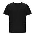 thumbnail image 5 of JDQJBZ Unisex Solid Color V Neck Pocket Top Short Sleeve Casual Work Shirt, 5 of 5