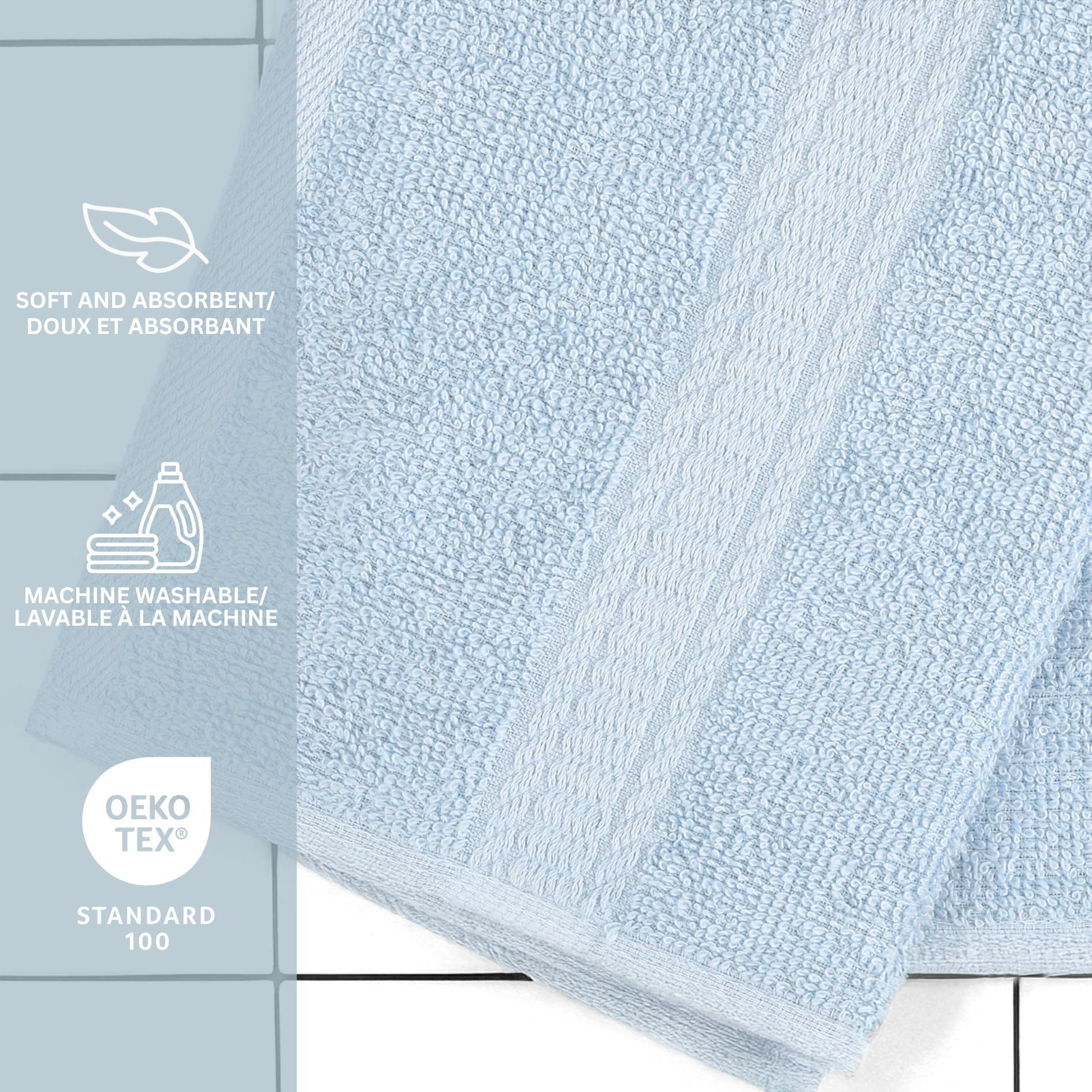 Mainstays Basic Washcloth, Soft & Durable, 100% Cotton