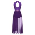 thumbnail image 4 of TSSOE Costumes de Danse Lyrique pour Femmes, Tenue de Danse Contemporaine Scintillante avec Strass, Robes de Ballet en Maille, Violet m, 4 of 7
