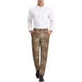 thumbnail image 2 of INSPIRE CHIC Men's Pants Snake Print Regular Fit Flat Front Elastic Waist Pants 30 Leopard Print, 2 of 6