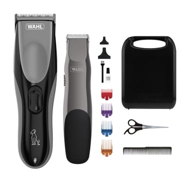 Wahl Groom Pro Kit de tondeuse pour animaux de compagnie, rechargeable, autonomie de 60 minutes, faible bruit, lames amovibles, comprend une tondeuse à piles pour les retouches – Modèle 58125