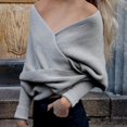 thumbnail image 1 of RXIRUCGD Women's Casual Solid Color Irregular Pullover Solid Color Sweater Shawl( Gray ), 1 of 4