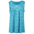 thumbnail image 2 of Innerwin Summer Top V Neck Ladies Tank Tops Vaction Floral Print Bohemian T Shirts Light Blue L, 2 of 5