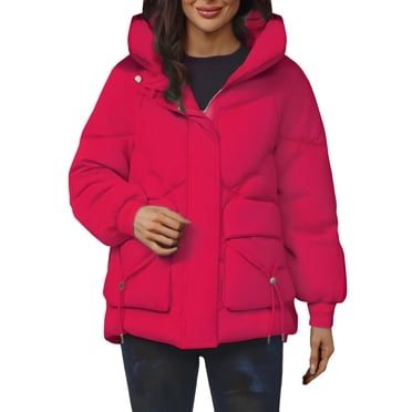 Manteaux d'Hiver pour Femmes, Comdrip Manteau d'Hiver pour Femmes Rembourré en Coton Duvet Style Coréen Ample à Capuche Manteau Rembourré en Coton Manteau Rembourré en Coton Décontracté Chaud Manteaux d'Hiver pour Femmes 2025 Rouge 4TG