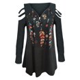 thumbnail image 4 of Pompotops Mode Femmes T-shirt Décontracté à Manches Longues Imprimé Col en V avec Fermeture Éclair, 4 of 4
