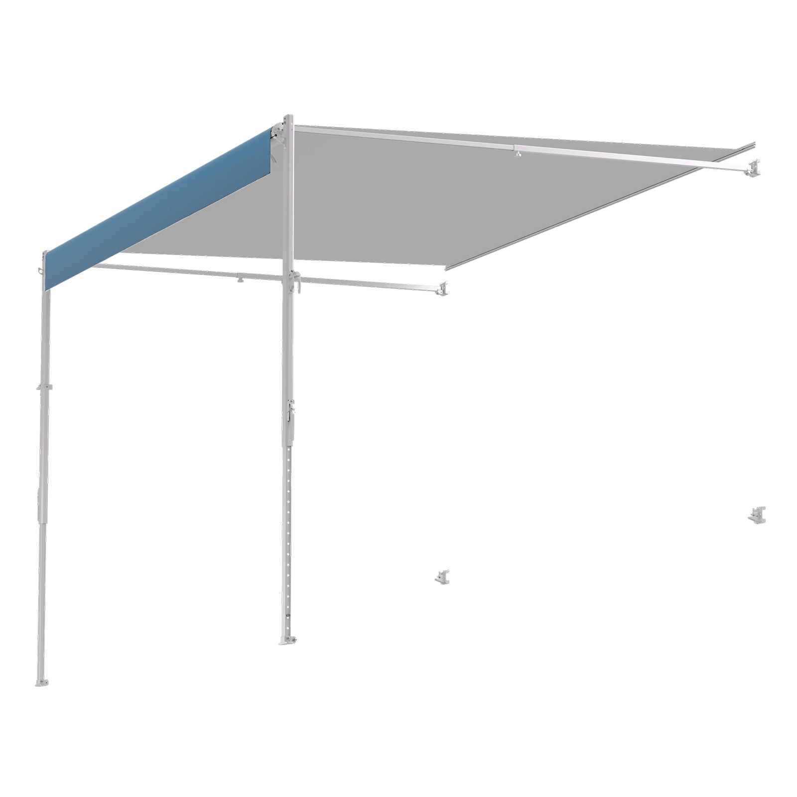 KFFKFF Manual RV Awning Complete Kit, 18' Retractable Awning with Aluminum Alloy Frame, Outdoor Trailer Awning, Fit for Most RVs(Blue Fade)