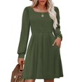 thumbnail image 2 of TJAZFJPA Robes Bohémiennes pour Femmes Robe Pull Tricotée avec Poches Col Carré Manches Longues Robes Sexy Noires pour Femmes Robe à Pois pour Femmes, 2 of 9