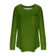 thumbnail image 4 of Timegard Womens Tops Crewneck Long Sleeve Drop Shoulder Basic Tee Fall Casual Loose Tops with Pocket, 4 of 5