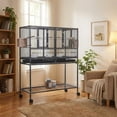 thumbnail image 1 of AKDSteel 41" Divided Breeding Flight Bird Cage With Detachable Rolling Stand, Spacious Birdcage With Two Separate Areas, Perches, Feeder Doors, Slide-Out Tray, And Storage Shelf For Cockatiels, 1 of 5