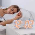 thumbnail image 1 of Aodebiao Led Digital Alarm, 3D Wall Clock Desk Auto Dimming 12/24 Hour Date Temperature Home Decor Control Silent Snooze USB Nightlight Bedroom Living Room Kitchen Office, 1 of 5