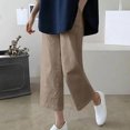 thumbnail image 2 of VEKDONE Womens Cotton Linen Capris Pants Coffee L, 2 of 3
