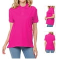 thumbnail image 1 of Basico Polos Fuchsia à Col pour Femmes 100 % Coton Manches Courtes Polos de Golf pour Femmes et Adolescentes, 1 of 6
