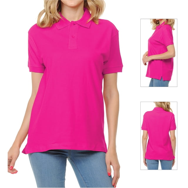Basico Polos Fuchsia à Col pour Femmes 100 % Coton Manches Courtes Polos de Golf pour Femmes et Adolescentes