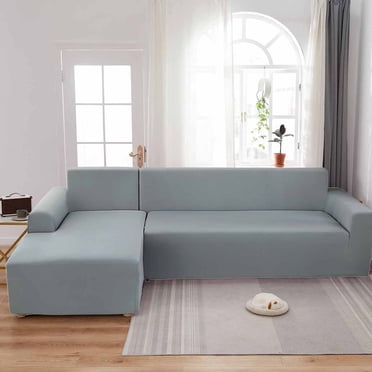 2024 All-Cover Sectional Sofa L Shape, 2pcs Slipcover Elastic Washable Couch Cover 2seater (55 to 74Inch) 3 Seater(74 to 90 Inch) Sofa Slipcover Couch Cover Stretch for L Shape Section,lightgray