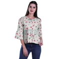 thumbnail image 4 of Moomaya T-Shirt à Col Rond pour Femmes à Manches Évasées, Haut Court en Coton Imprimé, Haut Décontracté, 4 of 4