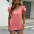 thumbnail image 3 of Womens Short Sleeve Tops Womens V- Neck Solid Color Short Sleeve Lapel Tops Women Short Sleeve Tops Short Sleeve Tops for Women Womens Tops Long Sleeve Womens Tops Short Sleeve, 3 of 5