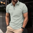 thumbnail image 4 of Jovati Chemise Décontractée à Manches Courtes à Col Rabattu pour Hommes, Tissu en Polyester, Coupe Confortable Respirante, Design Uni, Lavable à la Machine, Épaisseur Standard, 4 of 5