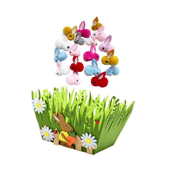 Abbracc Prefilled Easter Basket Basket Stuffers Fillers Organizer Gift Stuffed Animals Rabbits for Holiday Adults Boys Girls Children Grass