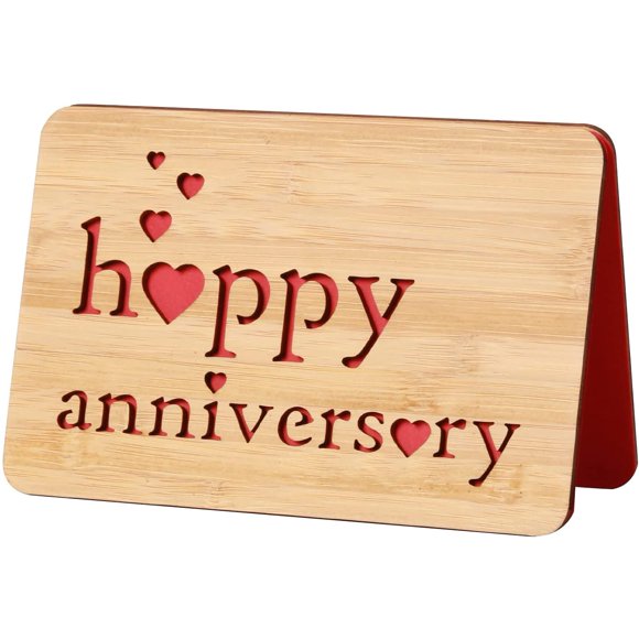 Carte d'Anniversaire en Bois DELLA STELLA, Cartes de Vœux d'Anniversaire de Mariage Faites à la Main, Carte d'Anniversaire en Bois pour Elle, Lui, Mari, Épouse