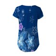 thumbnail image 3 of Tuniques pour Femmes à Manches Courtes Mode pour Femmes Col en V Tuniques à Imprimé Floral Boutons T-shirt à Manches Courtes, 3 of 6