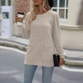 thumbnail image 2 of FAIWAD Womens Tunic Top Round Neck Long Sleeve Ribbed Solid Color Lightweight Pullover Top with Pockets, 2 of 7