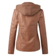 thumbnail image 3 of IMENGL Veste Zippée à Col Montant Ajustée en Cuir PU style Moto, Brun G, Taille M-4TG, 3 of 6