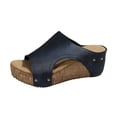 thumbnail image 2 of Gspmoly Sandales à Enfiler pour Femmes, Pantoufles Décontractées Mode pour Femmes à Bout Rond, Chaussures de Plage Confortables Décontractées, Pantoufles pour Femmes d'Intérieur Bleu Marine 38, 2 of 9