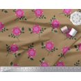 thumbnail image 2 of Soimoi polyester Crepe Fabric Leaves & Pink Flower Floral Print Sewing Fabric Yard 42 Inch Wide, 2 of 3