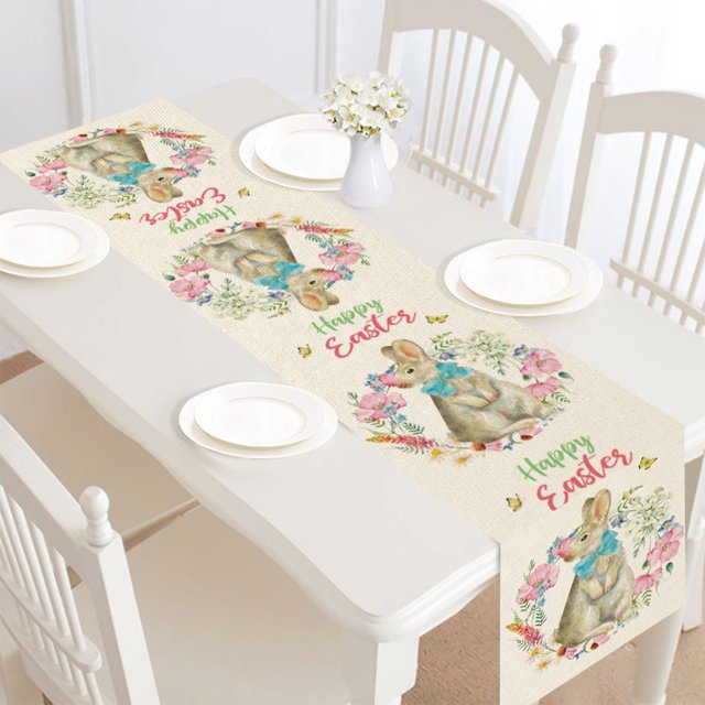 Home Party Holiday Table Decoration Easter Single Sided Durable Green Beiges Pink 30x 182cm Polyester Blue Tablecloth